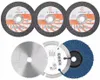 A collection of cutting and grinding discs arranged in two rows against a white background. Podgląd zdjęcia produktu