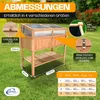 A wooden raised garden bed with a greenhouse top, set up on a grassy lawn. Produktbild-Vorschau