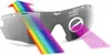 A pair of sports sunglasses with a rainbow spectrum of light passing through them, illustrating UV protection. Produktbild-Vorschau