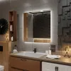 A modern bathroom with a sink, mirror, and washing machine. Produktbild-Vorschau