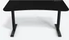 A black gaming desk with curved edges and black legs, shown from the front on a white background. Voir les images du produit