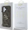 The image shows the packaging of a Guess iPhone case, with the case itself visible through a window on the front of the box. The back of the box displays marketing information and icons. Anteprima dell’immagine prodotto