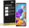 A product box for a screen protector is shown next to a smartphone displaying a colorful wallpaper. Produktbild-Vorschau