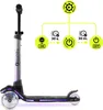 A diagram illustrating the functions of a scooter's LED lights, alongside a product shot of the scooter itself. Anteprima dell’immagine prodotto
