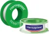 Two rolls of Hansaplast Sensitive medical tape are shown against a white background. One roll is larger and stands upright, while the other is smaller and lies on its side. Podgląd zdjęcia produktu
