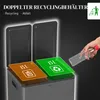 HOMCOM Kosz na śmieci 2 x 15 l, system segregacji odpadów, Podgląd zdjęcia produktu 4