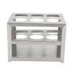 A stainless steel test tube rack with six holes. Náhľad obrázku produktu