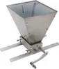 A stainless steel manual grain mill with a crank handle, mounted on two horizontal bars. Podgląd zdjęcia produktu