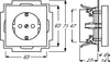Technical drawing of an electrical socket with dimensions. Anteprima dell’immagine prodotto