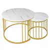 2er Set Satztische,Couchtisch Rund Marmor Muster Holztische Produktbild-Vorschau 6