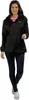A woman wearing a black jacket and blue leggings stands against a white background. Produktbild-Vorschau