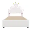 A white bed frame with a crown-shaped headboard and LED lighting. Anteprima dell’immagine prodotto