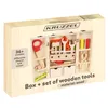 The image shows the packaging of a wooden toy tool set. Anteprima dell’immagine prodotto