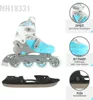A product image showing rollerblades and a skate blade attachment, with close-up views and feature descriptions. Anteprima dell’immagine prodotto