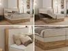 A collage of four images showcasing a boxspring bed with storage. Produktbild-Vorschau
