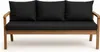 A studio shot of a three-seater outdoor bench with black cushions. Anteprima dell’immagine prodotto