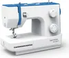 A white and blue sewing machine is shown against a white background. Produktbild-Vorschau