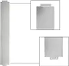 A long, thin, metallic garden edging product is shown against a white background. Close-up views of the top and bottom ends of the product are provided. Produktbild-Vorschau