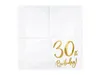 Serwetki na 30 urodziny 33x33cm 20 sztuk, biały/złoty Podgląd zdjęcia produktu 2