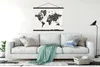 MuchoWow® Textilposter Weltkarte - Zahlen - Schwarz 150x113 Produktbild-Vorschau 3