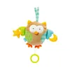 A plush owl toy with celestial elements, hanging against a white background. Produktbild-Vorschau