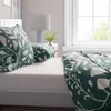 Bettwäsche Set 135x200 cm Baumwolle Jersey Dunkelgrün Beige Produktbild-Vorschau 3