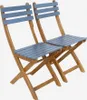sweeek - Gartentisch aus Akazienholz, 2 Klappstühle - Blau Produktbild-Vorschau 4
