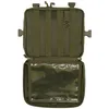 An open olive-colored chest pack with a clear plastic compartment. Náhled obrázku produktu