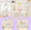 A collage showcasing a children's vanity table set in different configurations and close-ups. Produktbild-Vorschau