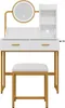 Schminktisch mit LED-Beleuchtung, Hocker, 2 Schubladen, Produktbild-Vorschau 7