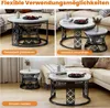 okwish Couchtisch-Set 2-teilig rund-weiß Marmor Optik – Produktbild-Vorschau 6