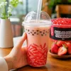 BubbleJoy Nata de Coco Aardbei, 350 g. Kokosgelblokjes voor Productafbeelding-voorbeeld 2