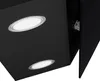 A close-up view of the underside of a black kitchen hood, showing two integrated LED lights and a mounting bracket. Náhľad obrázku produktu