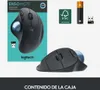 The image shows the packaging and contents of a Logitech ERGO M575 trackball mouse. Anteprima dell’immagine prodotto