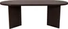 A dark brown oval dining table with two V-shaped legs, shown from the front on a white background. Produktbild-Vorschau