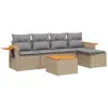 6-tlg. Garten-Sofagarnitur mit Kissen Beige Poly Rattan Produktbild-Vorschau 1