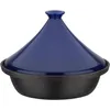 A blue and black tajine pot on a white background. Voir les images du produit