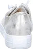 The back view of a gold metallic leather sneaker with a white platform sole. Produktbild-Vorschau
