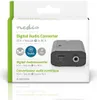 The image shows the packaging of a digital audio converter. The packaging is white with green accents and features text and icons describing the product's capabilities. A product image is also visible on the packaging. Voir les images du produit