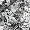 Canvas-Stoff 100x280 cm, Comic-Muster, Weiß/Schwarz, 1 Meter Productafbeelding-voorbeeld