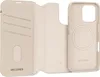 A beige leather wallet case for a smartphone, shown open with the phone case detached. Náhled obrázku produktu