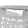A close-up view of the top edge and handle area of a gray plastic laundry basket with a perforated design. Anteprima dell’immagine prodotto