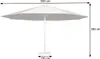 A large white patio umbrella with dimensions indicated by measurement lines and text. Produktbild-Vorschau