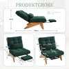 Collage of images showing a green lounge chair with dimensions and features. Anteprima dell’immagine prodotto