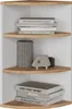 A corner shelf unit with books and decorative items. Anteprima dell’immagine prodotto