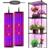 A product image showing two LED grow light panels and a four-tier shelving unit with plants under grow lights. Produktbild-Vorschau