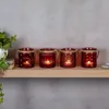 4er Set Windlicht H10cm Glas Bordeaux Rot Teelichthalter Produktbild-Vorschau 3