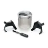 A set of coffee grinder accessories including a container, two holders, and a cleaning brush, arranged on a white background. Podgląd zdjęcia produktu