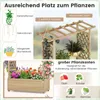 A collage of images showing a wooden raised garden bed with plants, a garden arch with climbing plants, and decorative elements like hanging baskets and lights. Produktbild-Vorschau