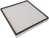 A square-shaped air filter with a white pleated filter material and a black foam border, shown from a slightly elevated angle on a white background. Produktbild-Vorschau